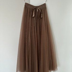 Dreamy chocolate midi length tulle skirt